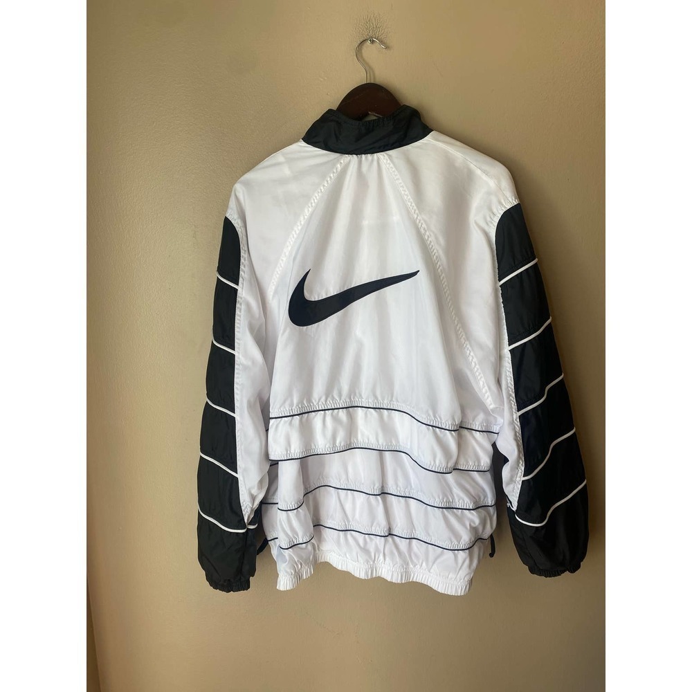 Nike Vintage 90s Colorblock Black White Big Swoosh Full Zip Windbreaker Jacket